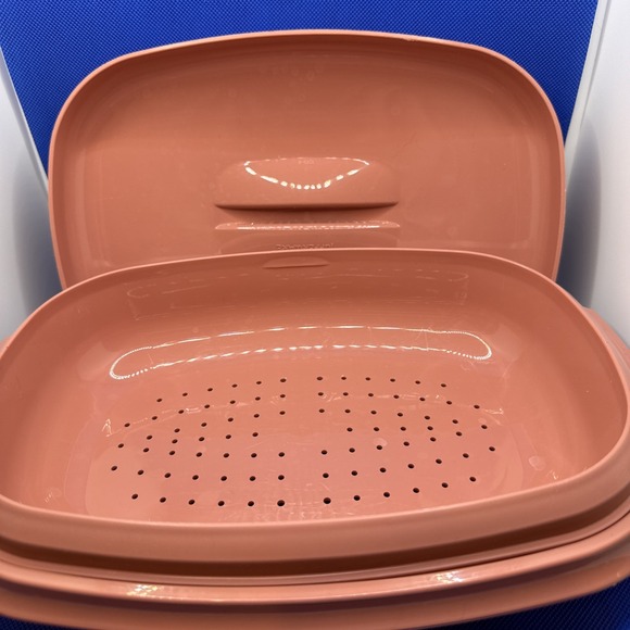 Vintage Tupperware Microwave Food Steamer 6 Cup Mauve Pink 3 Piece 1273-5 VGUC - Picture 3 of 5
